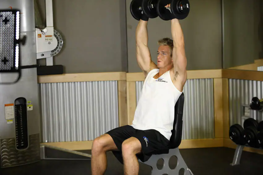 Arnold Dumbbell Press — posisi akhir