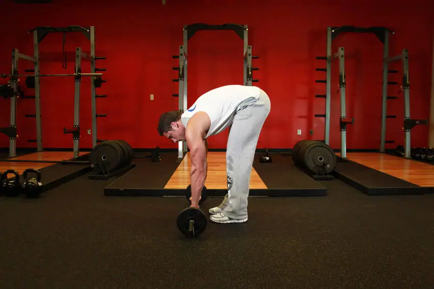 Barbell Ab Rollout — posisi awal