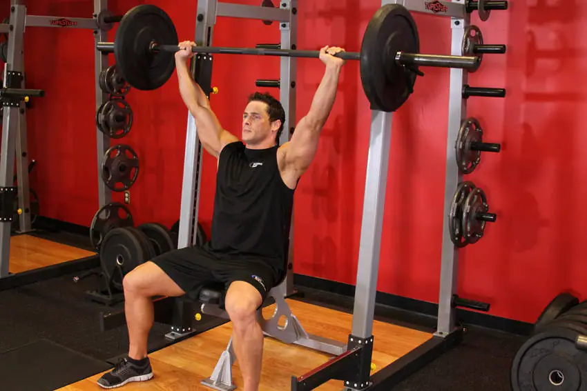 Barbell Shoulder Press — posisi awal