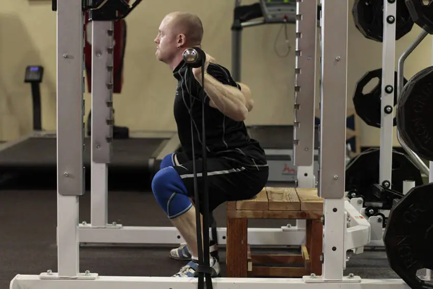 Box Squat with Bands — posisi akhir
