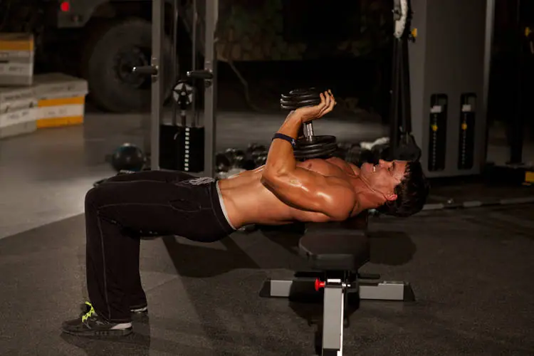Close-Grip Dumbbell Press — posisi akhir
