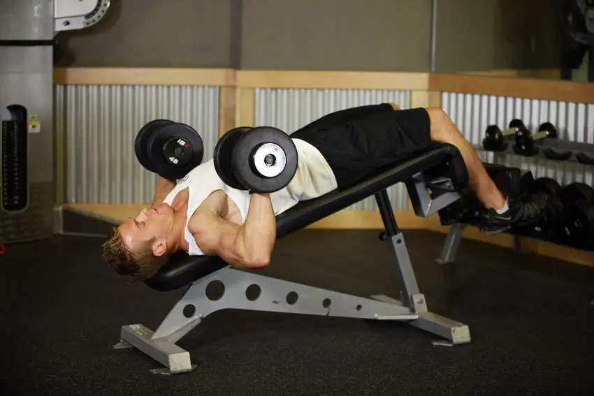 Decline Dumbbell Bench Press — posisi awal