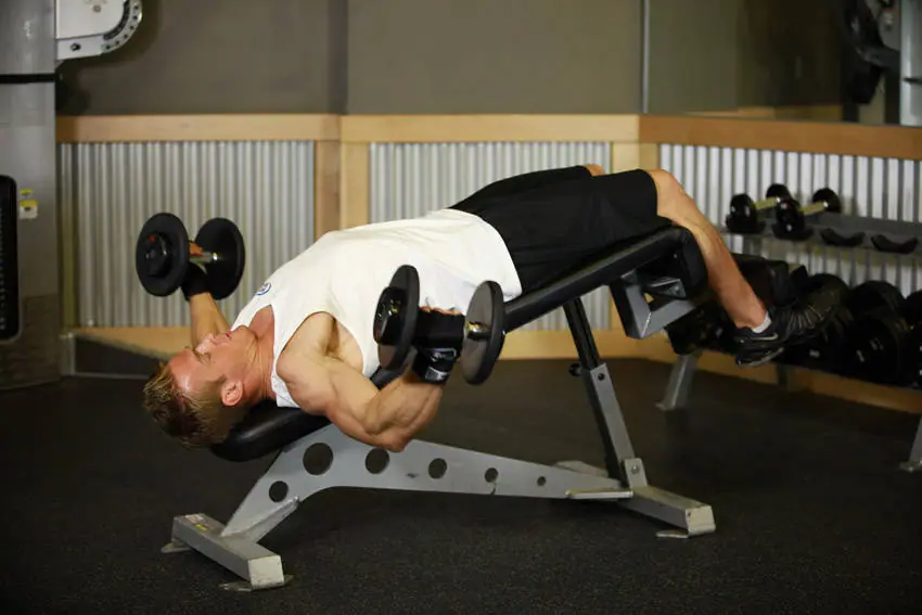 Decline Dumbbell Flyes — posisi akhir