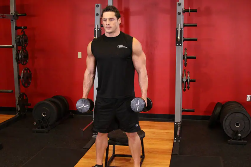 Dumbbell Squat To A Bench — posisi awal