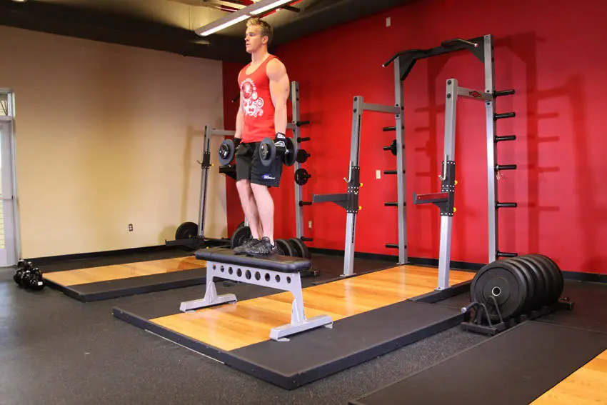 Dumbbell Step Ups — posisi awal