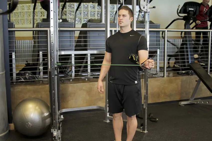 External Rotation with Band — posisi akhir