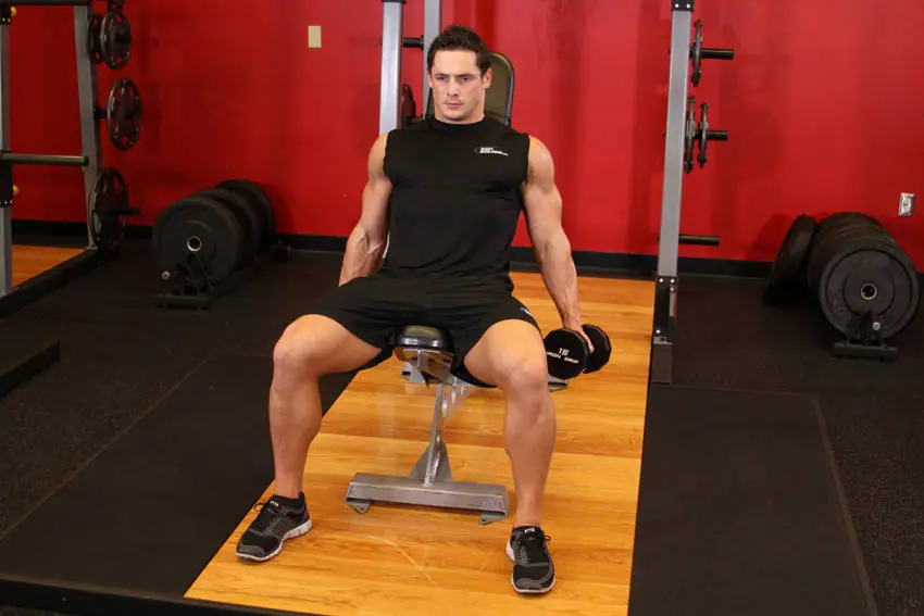 Flexor Incline Dumbbell Curls — posisi awal