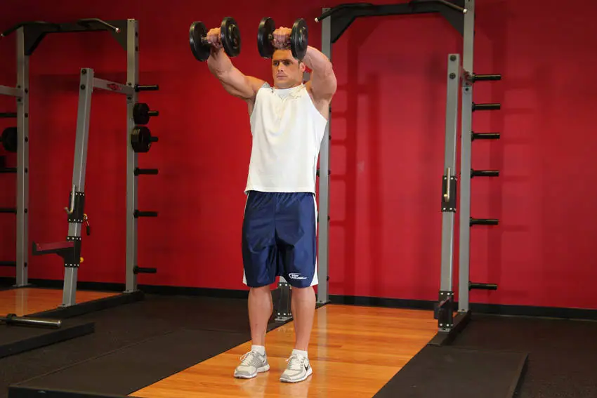 Front Two-Dumbbell Raise — posisi akhir