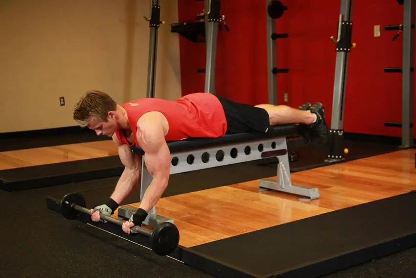Lying High Bench Barbell Curl — posisi awal