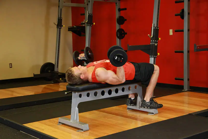Lying Supine Dumbbell Curl — posisi awal