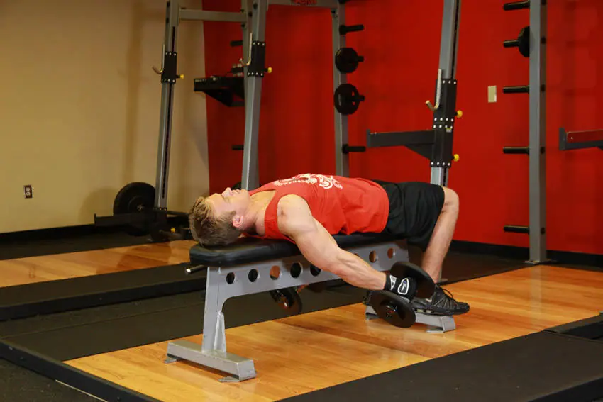 Lying Supine Dumbbell Curl — posisi akhir