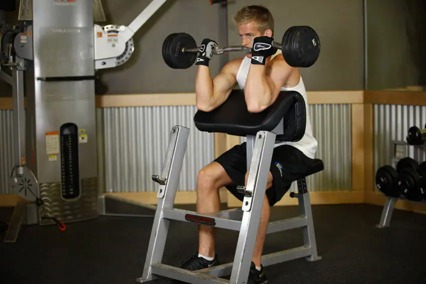 Preacher Curl — posisi akhir