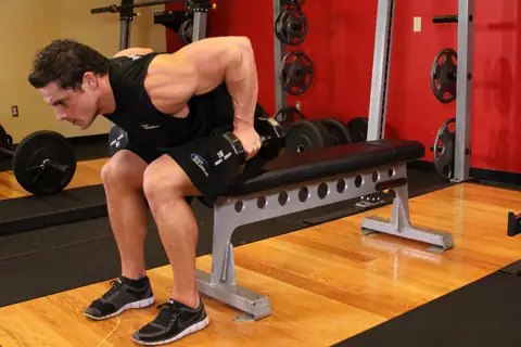 Seated Bent-Over Two-Arm Dumbbell Triceps Extension